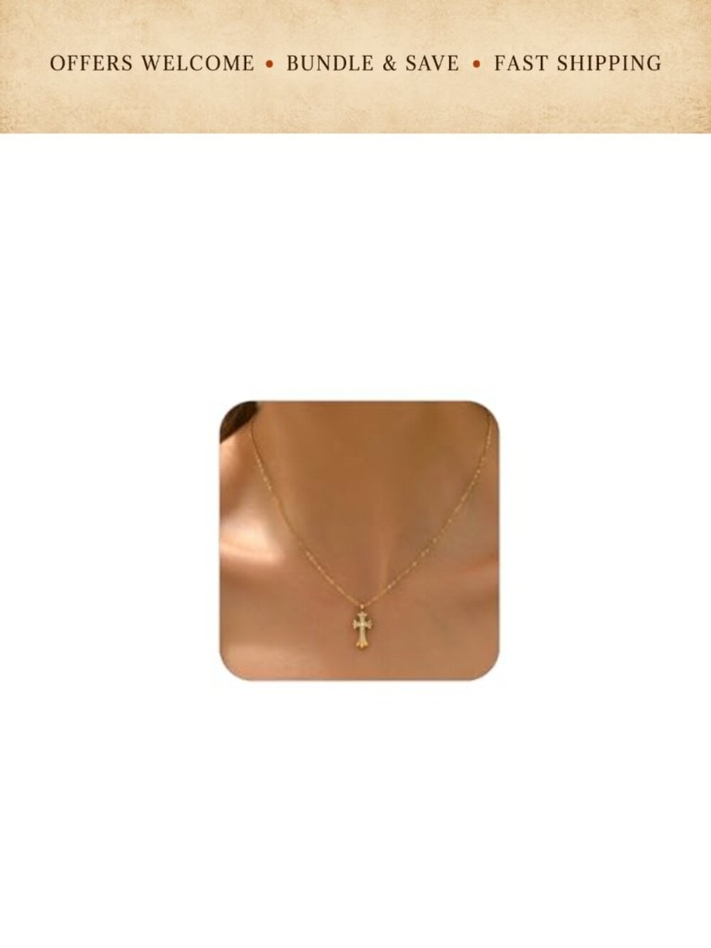 18K Gold Plated Cross Necklace Dainty CZ Pendant Women Adjustable